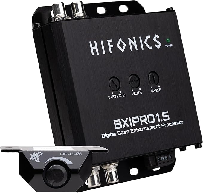 Hifonics BXIPRO1.5 Bass Enhancer, Digital Processor with Dash Mount Remote Control, Integration with Any Vehicle for Upgraded Subwoofer System, Black