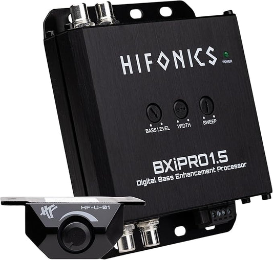 Hifonics BXIPRO1.5 Bass Enhancer, Digital Processor with Dash Mount Remote Control, Integration with Any Vehicle for Upgraded Subwoofer System, Black