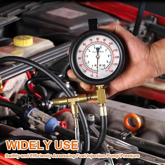 0-140PSI Fuel Injector Injection Pump Pressure Tester Gauge Kit Car Tools