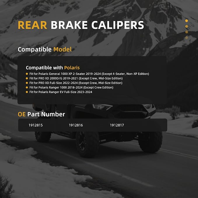 Rear Brake Calipers Fit for Polaris Ranger XP 1000 Fit for General XP 1000 2018-2024, Replace OE# 1912815 1912816 1912817