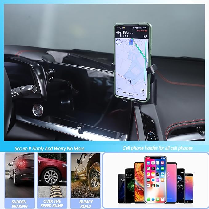 Sekhyna Navigation Screen Back Storage Box Compatible Corvette C8 Stingray 2020-2025,Dash Organizer Tray,Center Console Phone Insert Auxiliary Storage Tray Interior Accessories (with Phone Mount E)