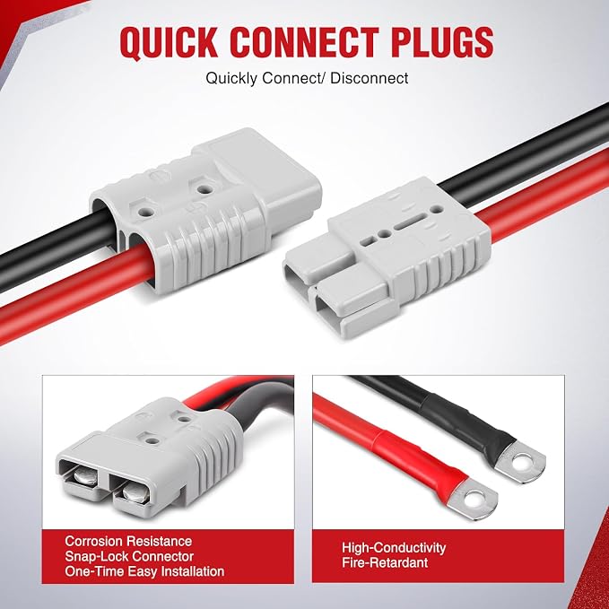 Nilight 1 Gauge 30 Feet Heavy Duty Jumper Cables 900 Amp Booster Battery Cables with Permanent Installation kit and Quick Connect Plug Includes Carrying Bag for 12V & 24V Cars SUVs and Trucks