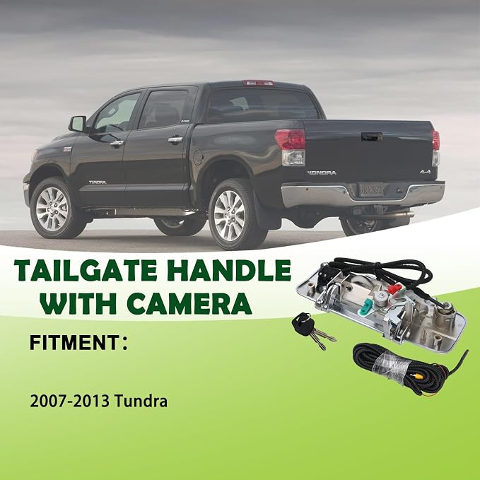 Backup Camera Tailgate Handle Rear View Camera Liftgate Latch Handle with Key Lock Cylinder Chrome Compatible with 2007-2013 Toyota Tundra Replaces 69090-0C051 690900C051