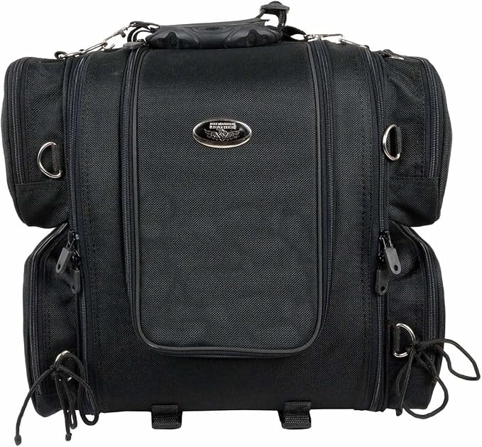 Milwaukee Leather SH681 Medium Black Textile Ultra Touring Motorcycle Sissy Bar Bag - Medium