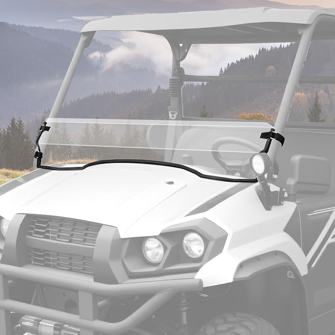 Front Half Windshield for Kawasaki Mule Pro-MX, UTV Clear Front Half Windscreen PC Scratch Resistant Windshield for Kawasaki Mule Pro MX 2019-2026 Accessories