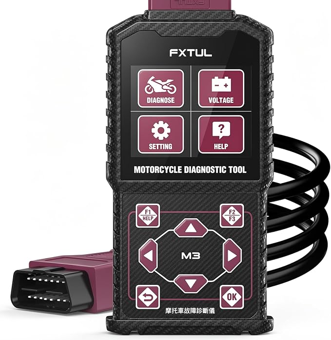 M3-C Motorcycle Diagnostic Tool for Suzuki Vespa Euro 5 | Full-System Scanner ECM ABS IMMO, Live Data, Actuation Test, Fault Code Reader, Throttle Learning, Idle Adjustment
