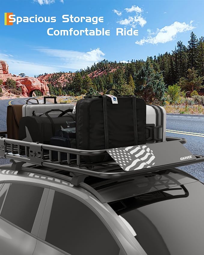 GarveeLife 51 in x 36 in Universal Roof Rack Carrier Basket, 200 LBS Capacity Rooftop Cargo Rack, Car Top Luggage Holder Basket Heavy Duty for SUVs, Trucks, Vehicles