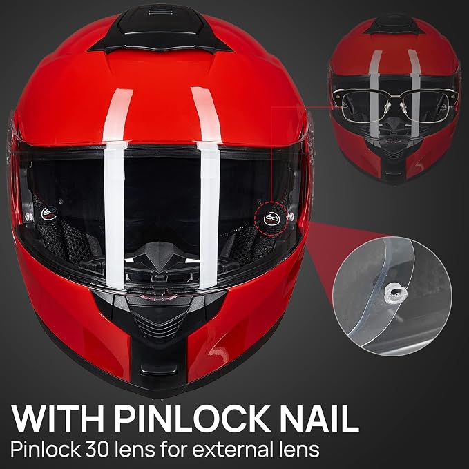 ILM Adult Motorcycle Modular Full Face Helmet Flip up Dual Visor DOT Approved Model 159(Red,Medium)