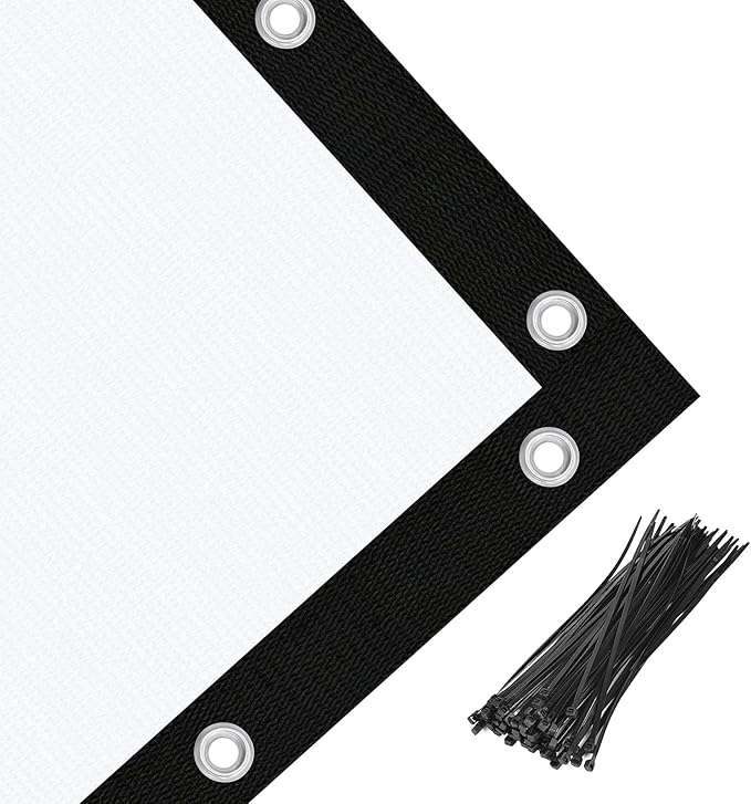 Amagenix 90% Pergola Shade Cover 5' X 9' Sun Shade Cloth with Grommets for Outdoor Garden Patio Porch, Commercial Grade 200 GSM - Cable Zip Ties Included (We Customized) GN108, White