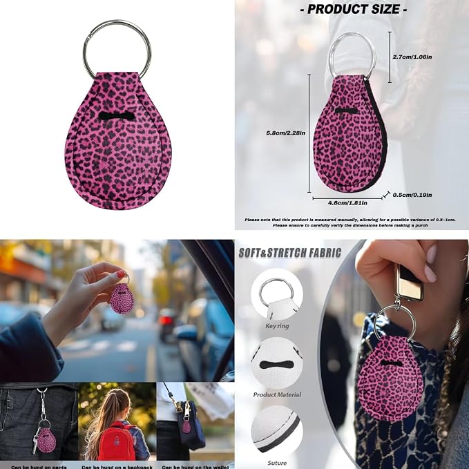 Howilath Universal Fit Pink Leopard Print Car Seat Cushion Cover with Steering Wheel Protector/Seat Belt Shoulder Pads/Keychains/Coasters Set of 13 Auto Accessories