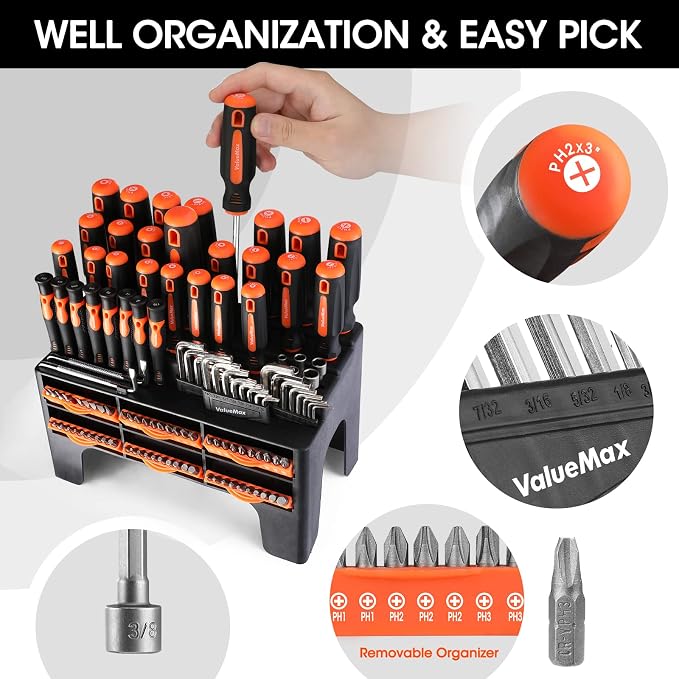 DURATECH 7-Piece Pliers Set & ValueMax 126PC Magnetic Screwdriver Set