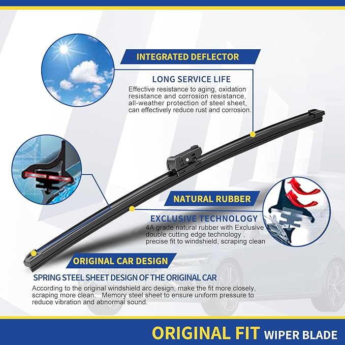 3 wipers Replacement For 2017 2018 2019 2020 2021 2022 2023 Mini Cooper Countryman, Windshield Wiper Blades Original Equipment Replacement - 23"+21"+10" (Set of 3) Top Lock