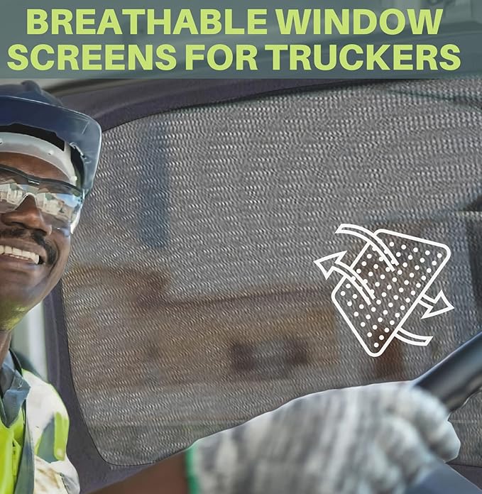 XXXL/Window Sun Shades for Trucks (9 Sizes) - Slip-On Breathable Mesh Socks for Side Windows, Full Coverage, Heat & Bug Protection, 2-Pack by Qualizzi