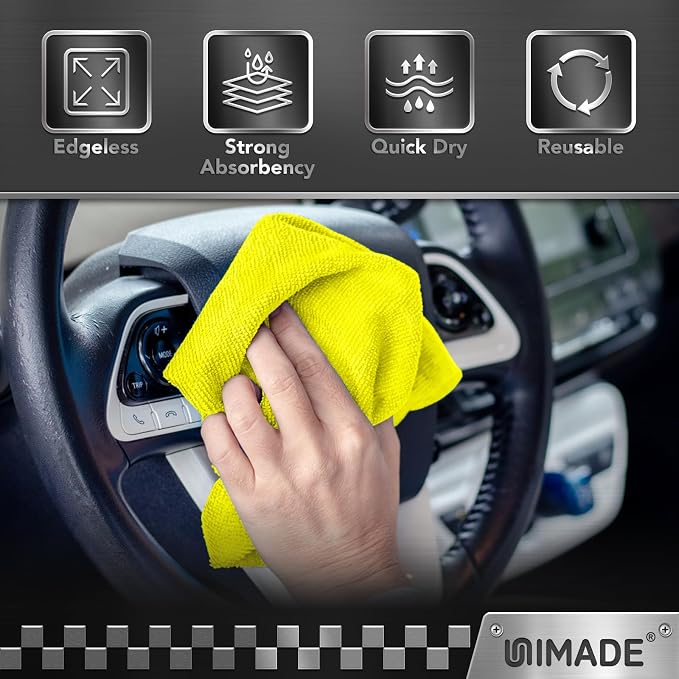 UNIMADE Microfiber Cleaning Cloth, 400PK Commercial Grade Work Rags Microfiber Towels for Cars Cleaning Rags Bulk Detailing Cloth for Automotive Bar Mechanic Restaurant Garage, 11.5"x11.5", Multicolor