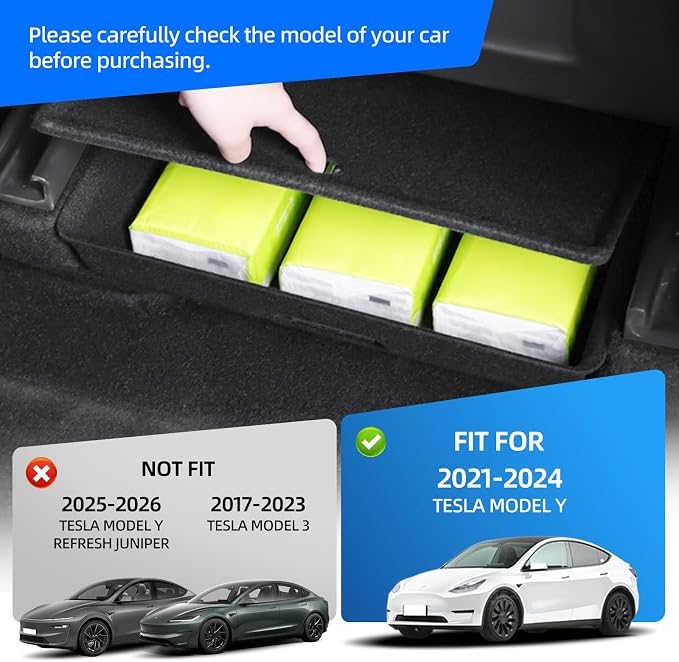 Under-Seat Storage Organizer for 2021-2025 Model Y, Front Seat Hidden Drawer System Premium Felt Fabric Car Organizer with Covers Enhanced Storage, Tray Felt Fabric Storage Bin