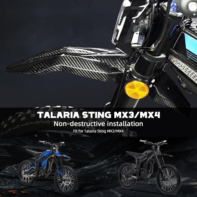 Real Carbon Fiber Front Fender for Talaria - Carbon Fiber Mud Guard Protector Plastics Mudguard Taparia Parts for Talaria Sting MX3 MX4 MX5 Electric Dirt Bike