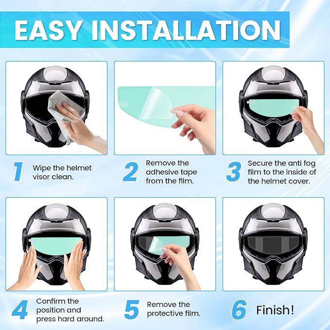Motorcycle Anti Fog Film, Universal Fit Helmet Visors Insert Waterproof Fog Resistant Clear Vision