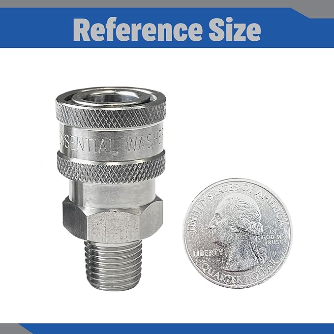 Essential Washer Stainless Steel ¼” Quick Connect Male NPT | Pressure Washer Quick Connect Fittings | 5000 PSI | Set Of 2