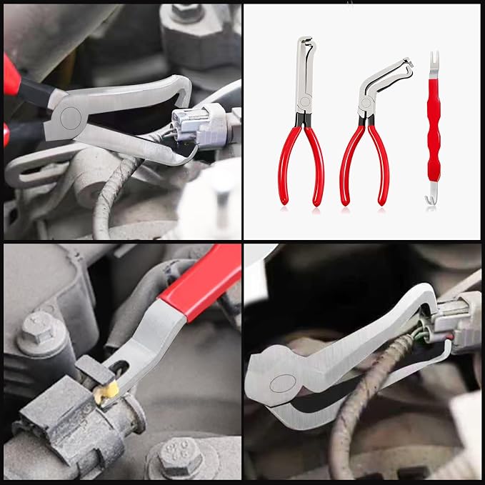 Electrical Disconnect Pliers for Cars: 2026 Upgraded Portable Dual Angled Automotive Connector Separator Tool Set with Bag for Car Terminal and Wiring Harness Removal in Tight Engine Space