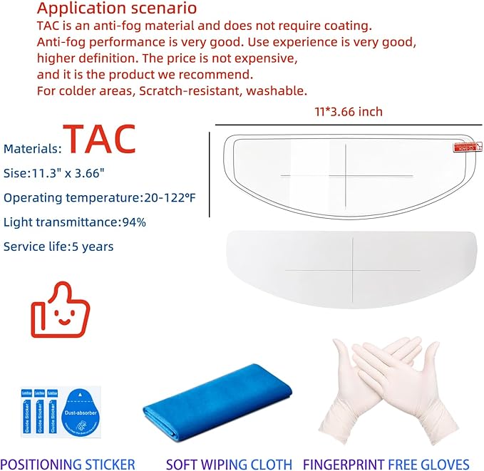 Universal Motorcycle Full Face Helmet Shield Fog Resistant Lens, Clear Visor Insert Anti-Fog Film Waterproof Sticker