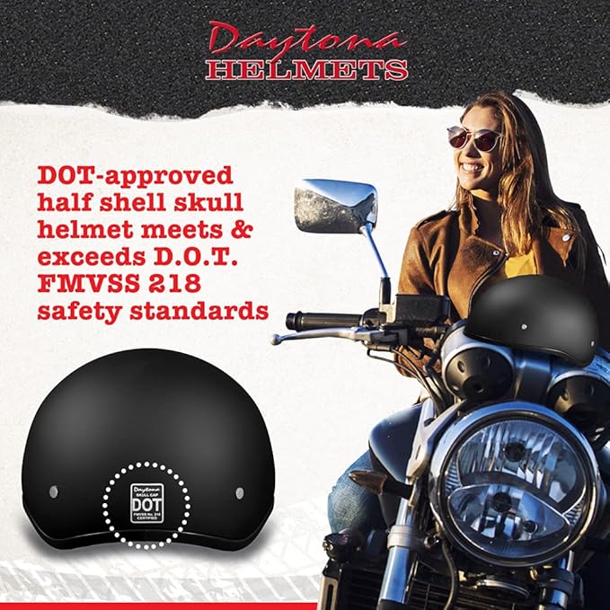 Motorcycle Helmet Half Skull Cap - Lightweight & Stylish DOT Approved Helmets for Adults - Perfect for Men and Women Riders - Comfortable & Secure Fit- Stylish Protection for Everyday Riding