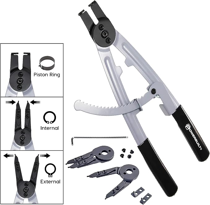 Powerbuilt 2 Pc. 16 in. / 7 in. Heavy Duty Snap-Ring Piston Ring Pliers Set, Internal/External Circlip Plier - 240178