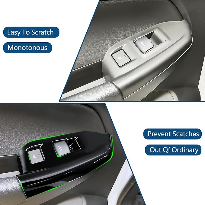 Window Lift Switch Panel Frame Trim ABS Gloss Black Car Door Window Lifter Button Cover Interior Accessories for Chevrolet Trailblazer RS/Active 2024-2026（Rear Armrest Has Two Button Holes）
