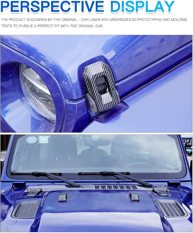 Barong for Jeep Wrangler JL JLU 2018-2025 Accessories Exterior Decoration Door Hinge Handle Engine Hood Hinge Hood Latch Wheel Eyebrow Side Air Outlet Rear Window Hinge Cover 26PCS Full Set (Carbon)