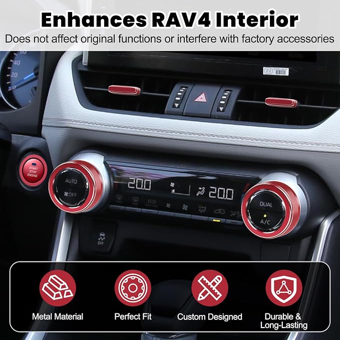 DIAMOOKY 9PCS Center Console Organizer & Knob Cover Compatible with Toyota RAV4