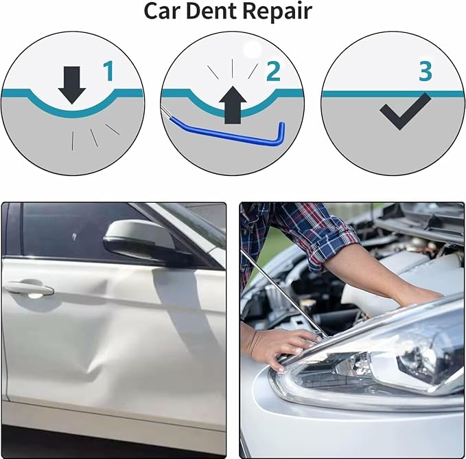 17 PCS Stainless Steel Repair Tools, Car Door Lockout Kit, 68" Long Reach Kit with Air Wedge, Professional Automotive Tool Set