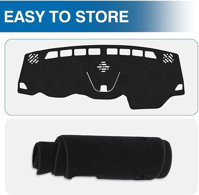 KUST Black Dash Cover for Jeep Cherokee Latitude 2014-2023 Polyester Dashboard Cover Non-Slip Center Console Dash Cover Interior Accessories for Cherokee