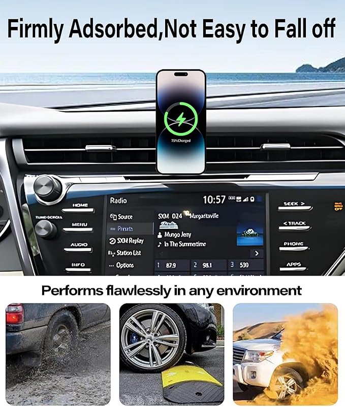 Car Phone Holder for Toyota Camry 2018 2019 2020 Accessories 15W Fast Wireless Charger Adjustable Air Vent Cell Phone Mount Hands-Free 360 Degree Rotation