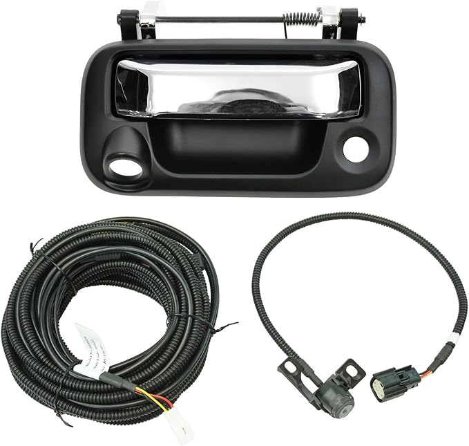 TRQ Rear View Camera Add On Kit w/Wiring Harness & Tailgate Handle Compatible with Ford