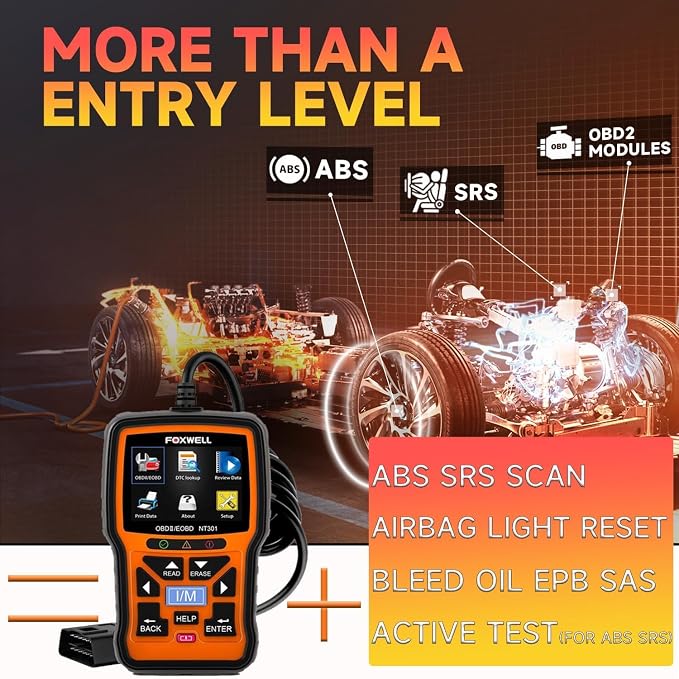 FOXWELL NT630 Plus OBD2 Scanner ABS Auto Bleed Scan Tool with Diagnostic Extension Cable