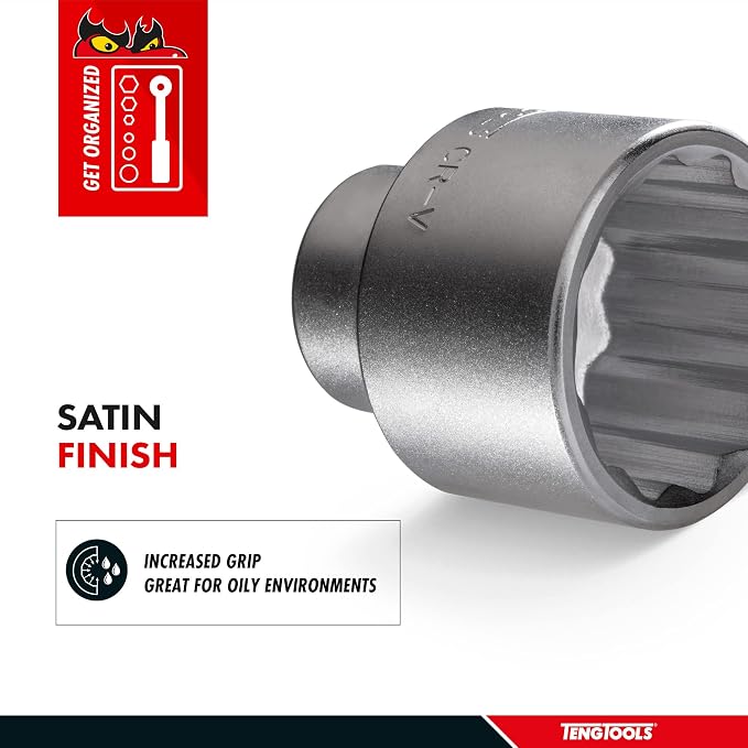 Teng Tools 50MM 1 Inch Drive 12 Point Metric Shallow Chrome Vanadium Socket | Mechanic Tool | Hand Tool - M110550