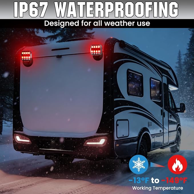 Wireless Trailer Lights Kit, Rechargeable Magnetic Trailer Lights, Portable LED Tow Lights for Trucks, Boats, RVs, Vehicle, Caravan
