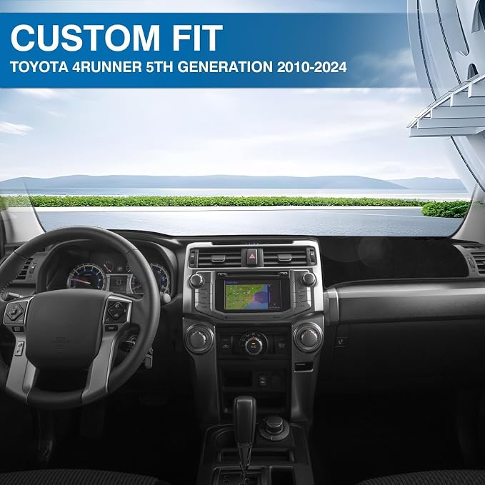 KUST Black Dash Cover for Toyota 4Runner 2010-2024 Non-Slip Dashboard Cover Accessories for Toyota 4Runner Custom Fit Dash Mat Sunshade Windshield No Glare
