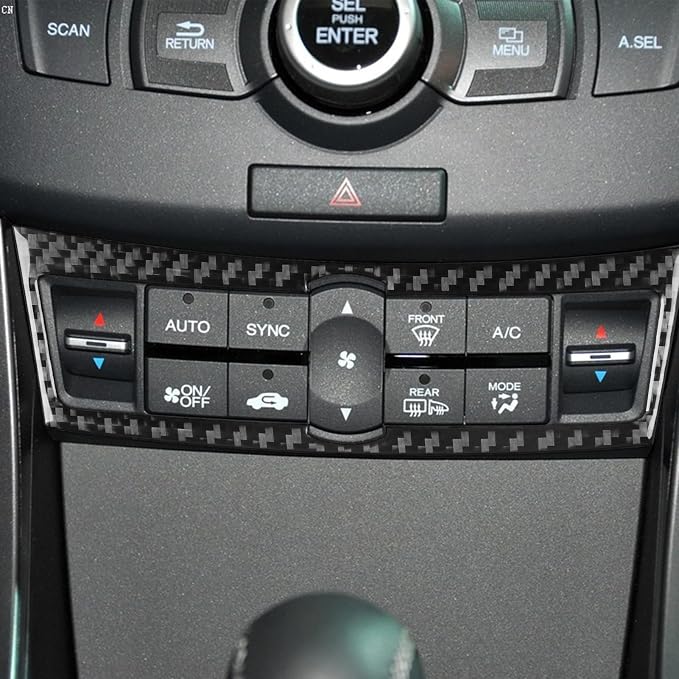 Black Soft Carbon Fiber car Interior Climate Control Panel 1/Piece Decorative Sticker Suitable for Acura TSX 09-14 Carbon Fiber car Interior