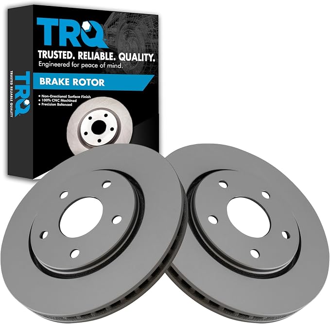 TRQ Front Brake Rotor Set G Coated Vented Compatible with 2008-2016 Dodge Grand Caravan 2009-2013 Journey 2012-2015 Ram C/V 2008-2016 Chrysler Town and Country 2009-2014 Volkswagen Routan