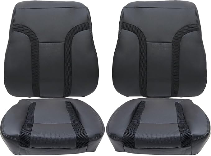GXARTS 4PCS Driver and Passenger Side Bottom & Top Lean Back Replacemnet Perforated Leather Seat Cover Black Compatible with Ford F150 SVT Raptor 2010 2011 2012 2013 2014