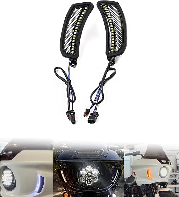 Plug & Play Headlight ST Fairing Vent Lights, Front Turn Signal Lamp Compatible with Harley Softail Low Rider ST FXLRST Low Rider El Diablo FXRST 2022-2025 2026