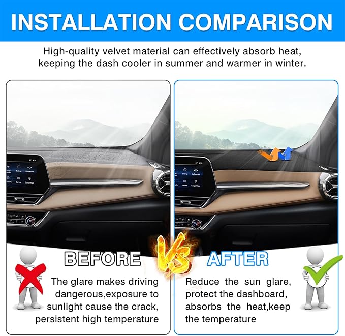 Autorder Dashboard Cover Mat for 2025 2026 Chevy Chevrolet Equinox Accessories Dash Cover Upgrade Velvet Dash Mat UV Rays Protector(Not for Chevrolet Equinox EV)