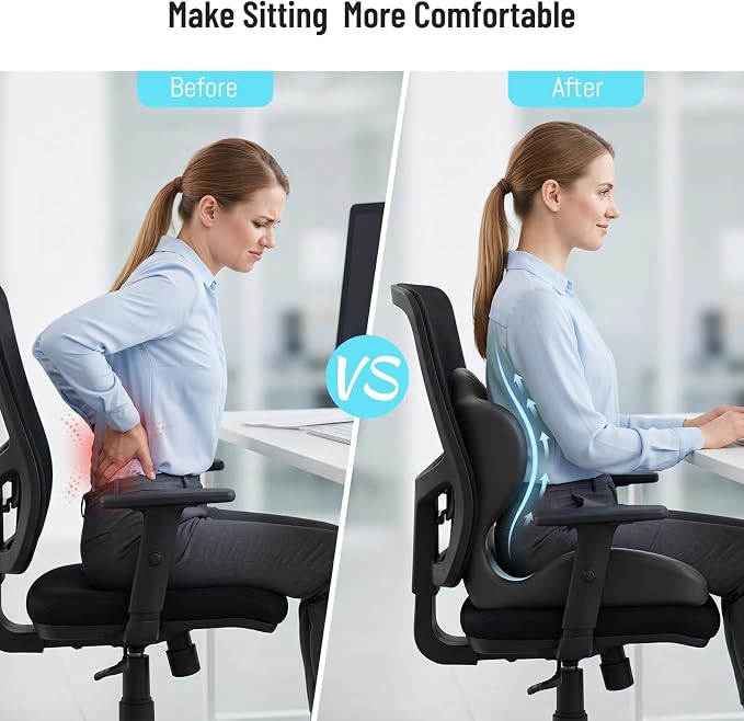 Ergonomic Seat Cushion, Office Chair Seat Cushions with L-Shaped Design, Memory Foam Seat Cushion for Home Car Chair Wheelchair