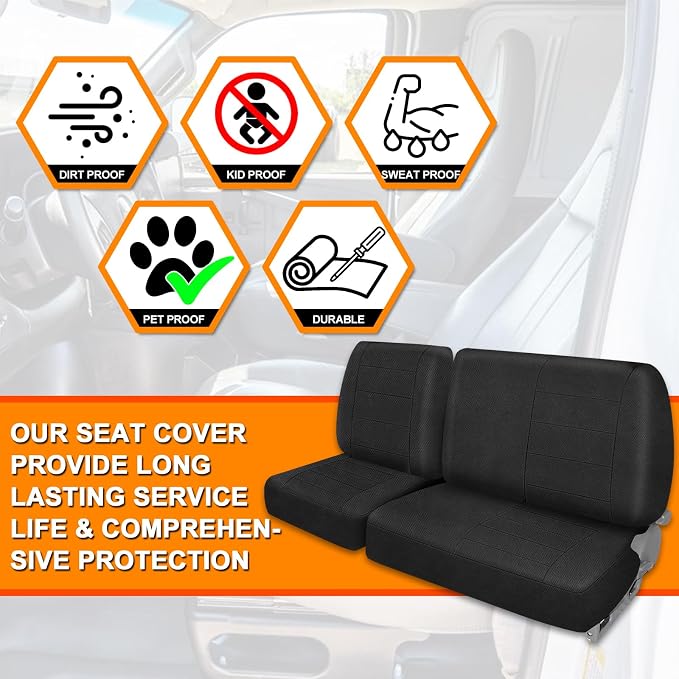 Seat Covers Compatible with 1988-1994 Chevy C/K 1500 40/60 Front Bench Without Headrests, Heavy Duty Knitted Fabric