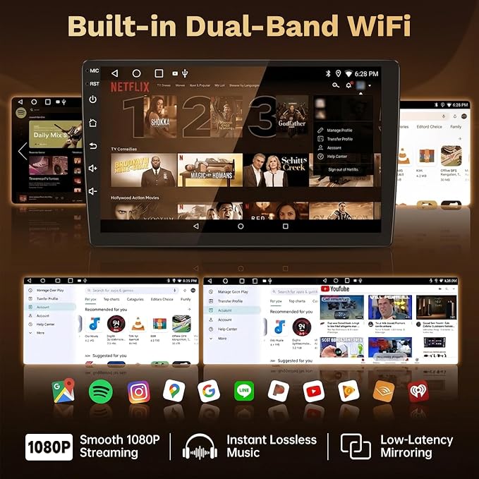 [4G+64G] Car Radio for Jeep JK Wrangler 2007-2017: 7" HD Touch Screen Stereo with Wireless CarPlay Android Auto 5G WiFi Bluetooth GPS FM 32EQ SWC, Free Backup Camera