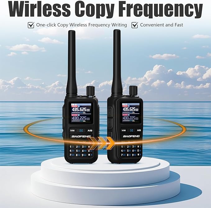 BAOFENG UV-5R Mini Two Way Radio BF-5R Mini Walkie Talkie Wireless Power Adjustable Tiny Size Frequency Copy 999 Channels Type-C Four Colors Portable Ham with 771 Antenna and Headset（2 Pack） (Black)