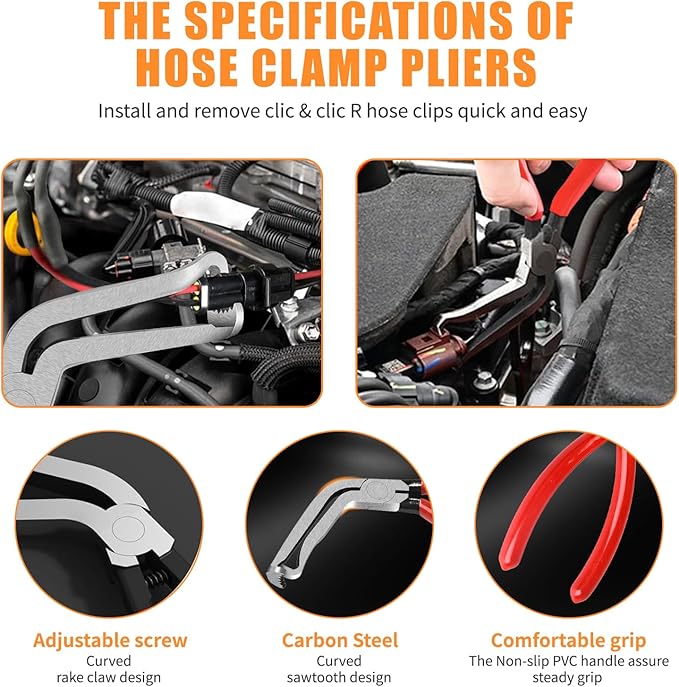 5PCS Electrical Disconnect Pliers, Automotive Electrical Plug Connector Disconnect Tool, Connector Separator, Car Safety Hammer,Hose Clamp Pliers, Applicable to Cars, Trucks, SUVs