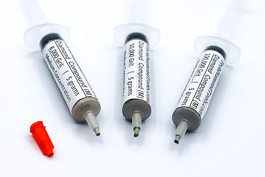TechDiamondTools Kit of 3 Diamond Polishing Compound Polishing Paste USA Made 8000 50000 100000 Grit for Marble Glass Metal Rock Jewelry Resin Silver Gemstone with 25% Diamond Powder