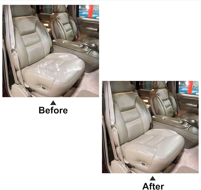 NLQR Med Neutral Tan #522 Front Both Side Bottom Replacement Microfiber Leather Seat Covers & Driver Foam Cushion Compatible with Chevy Silverado Tahoe Suburban Sierra Yukon 1995 1996 1997 1998 1999