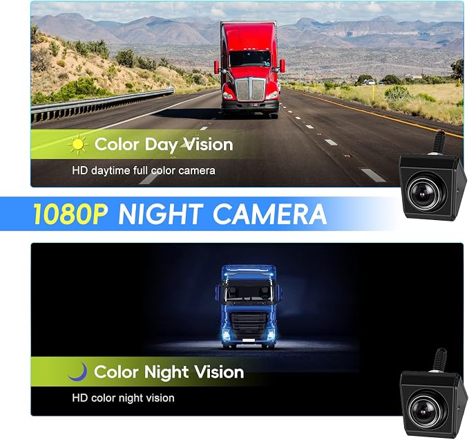Backup Camera AHD 1080P, 5" Customizable Reverse Guidelines(H/V/W), Night Vision 360 Adjustable IP68 Waterproof Rear View Camera for Truck Pickup RV Camper 5th Wheel Boat Horse Trailer Cars 12-24V